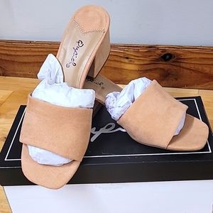 Qupid Blush Suede Band Sandal